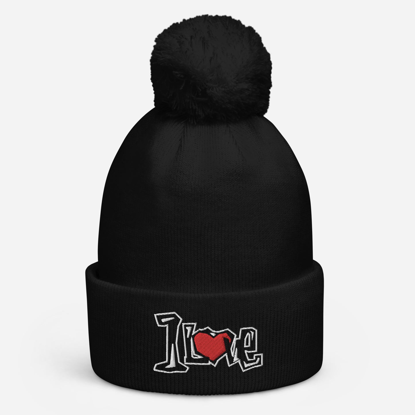 1 love Pom pom beanie