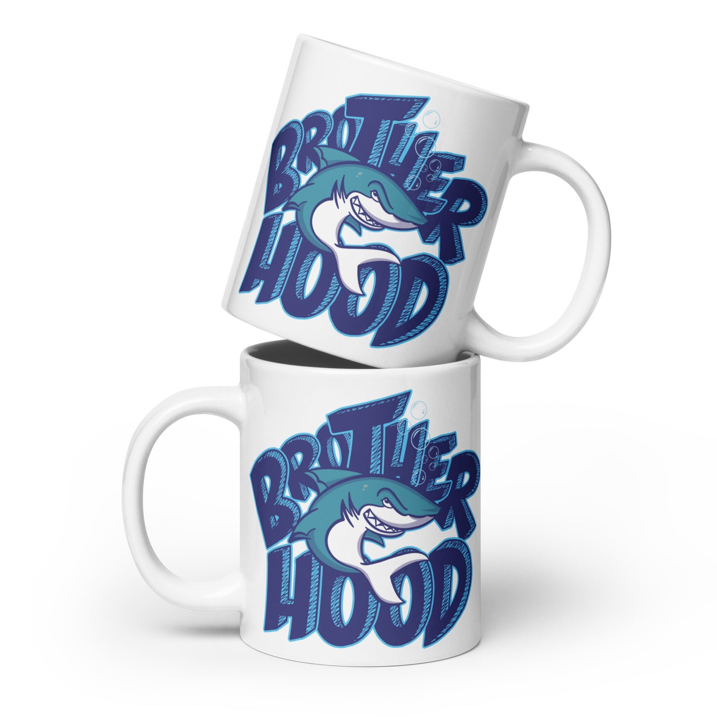 Shark Brotherhood White glossy mug