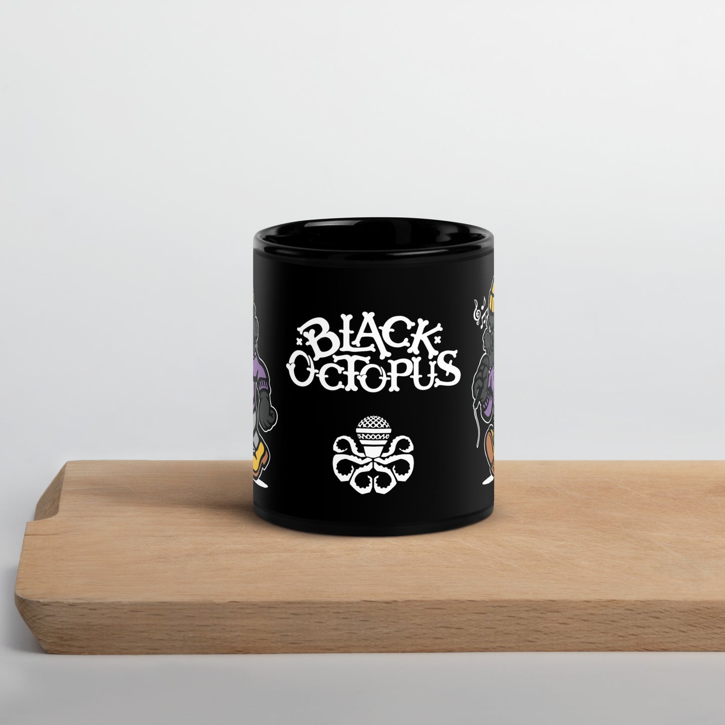 Black Octopus Black Glossy Mug