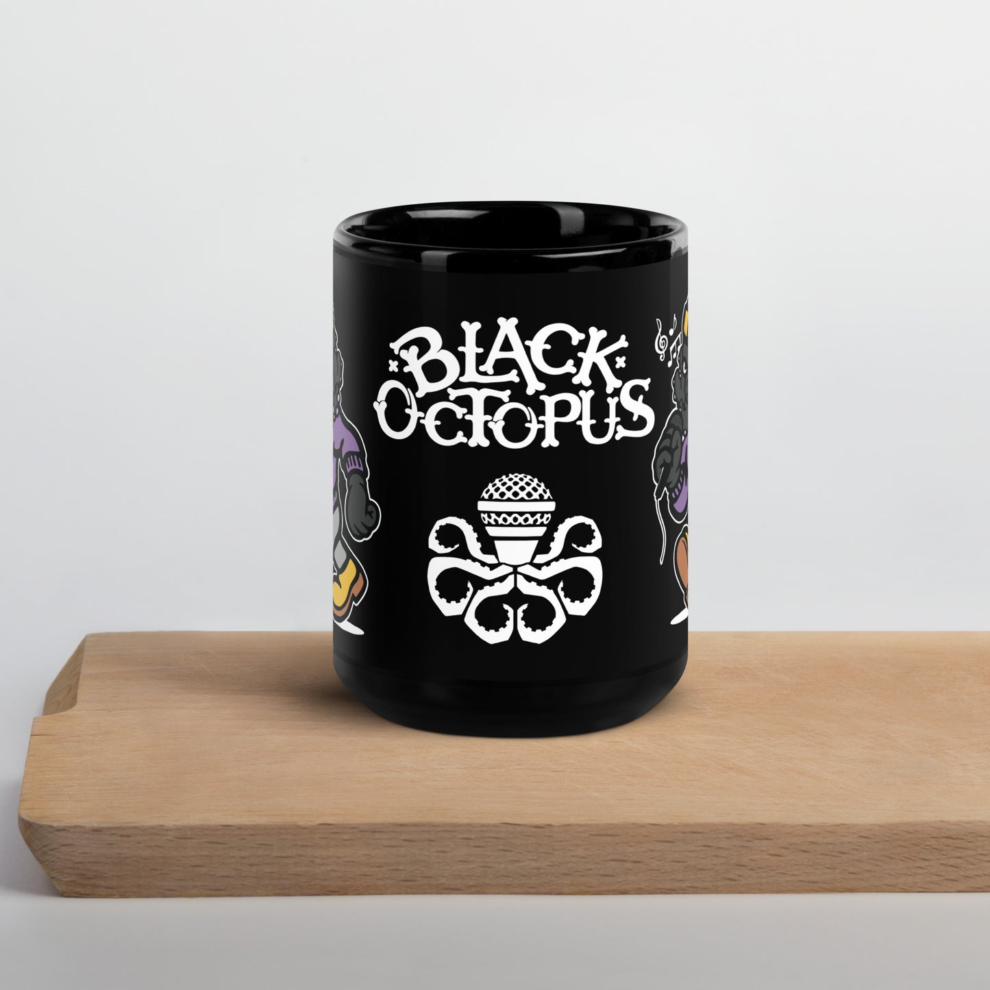 Black Octopus Black Glossy Mug
