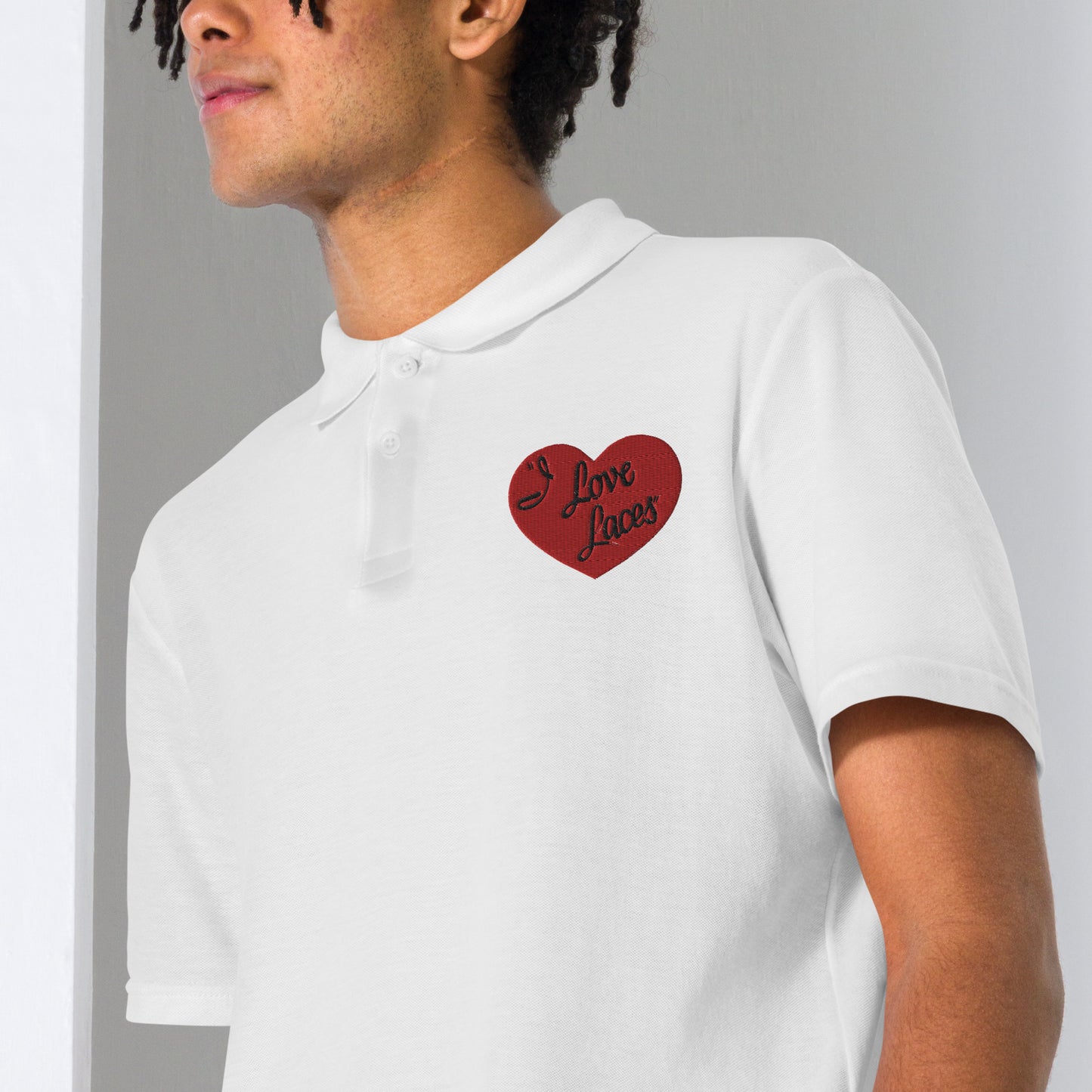 I LOVE LACES Unisex pique polo shirt