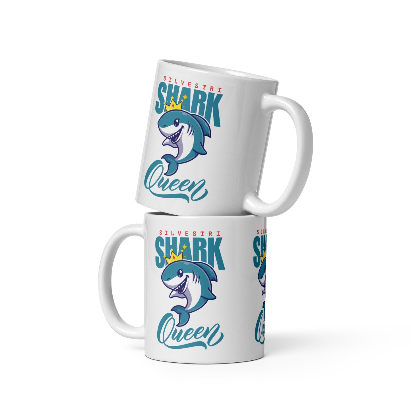 Shark Queen White glossy mug