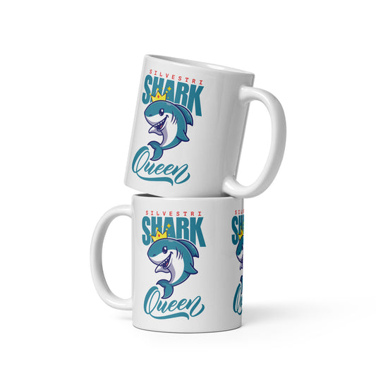 Shark Queen White glossy mug