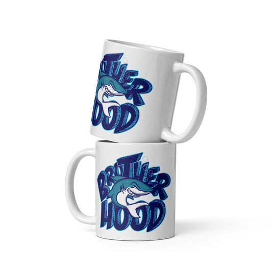 Shark Brotherhood White glossy mug