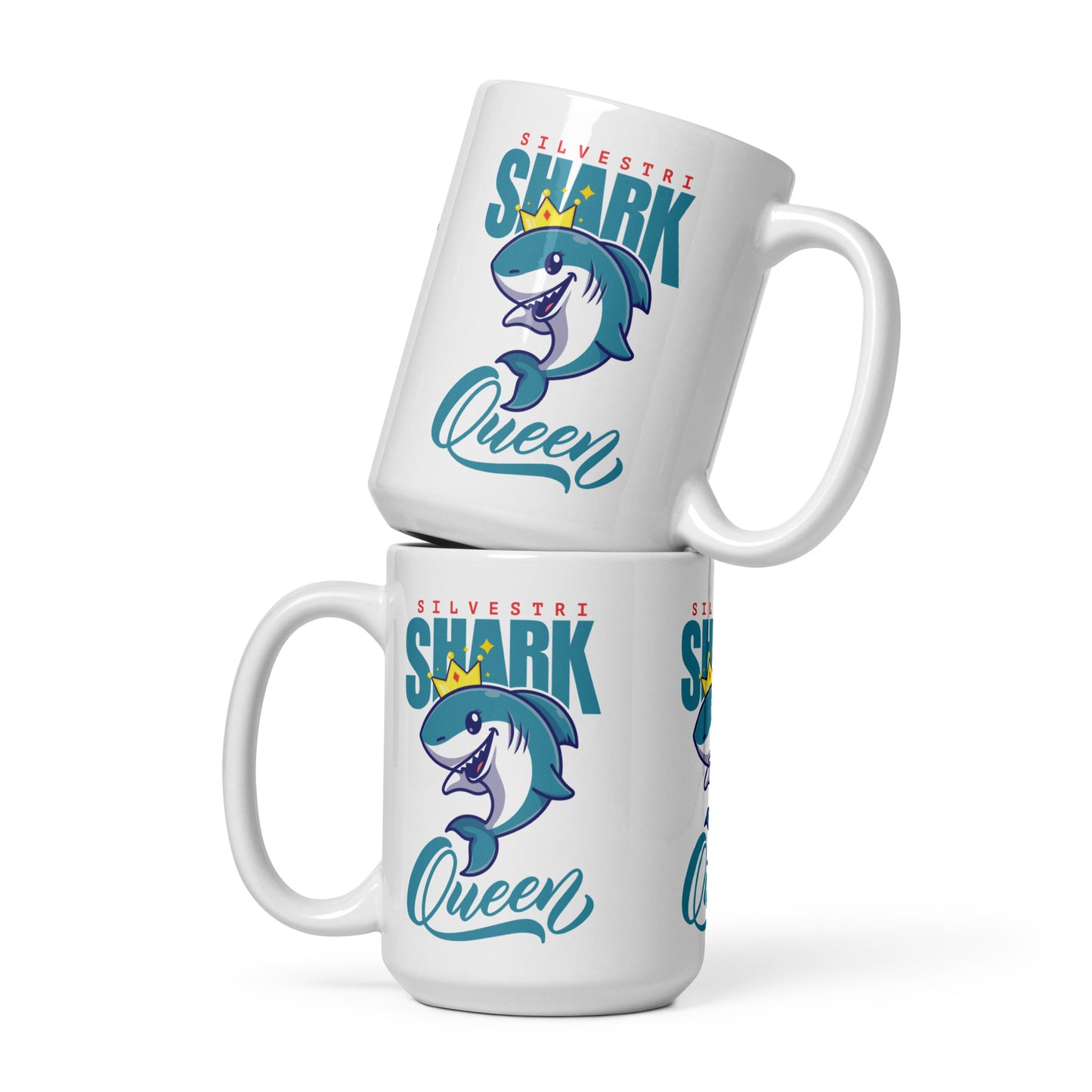 Shark Queen White glossy mug