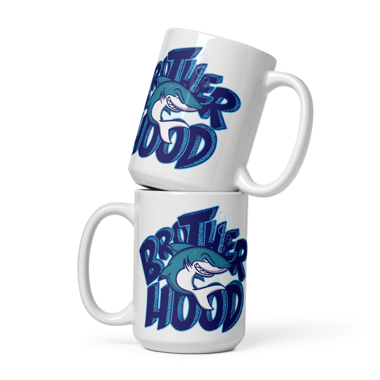 Shark Brotherhood White glossy mug